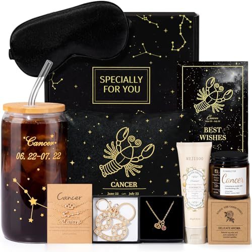 Cancer Zodiac Glass Cup & Candle Gift Set