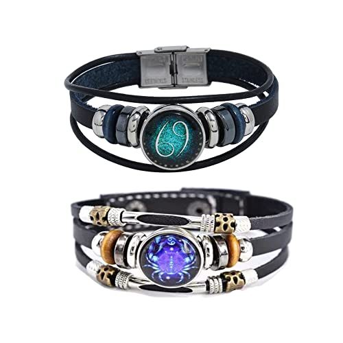 Cancer Constellation Leather Wrap Bracelet