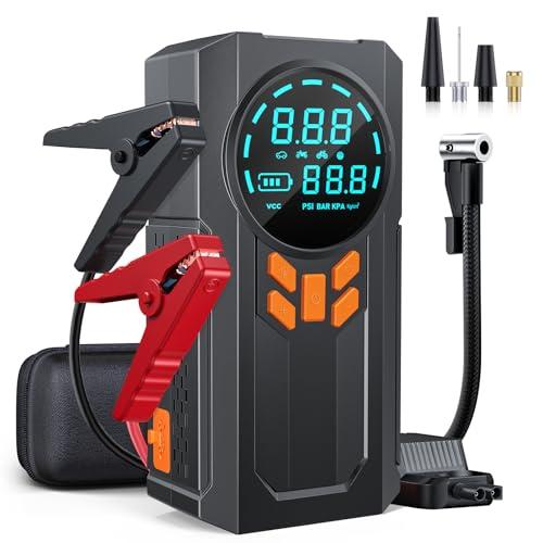 3000A Portable Jump Starter & Air Compressor (150PSI) with Smart Cables, Flash