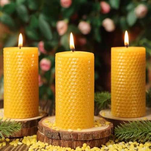 Natural Beeswax Pillar Candles
