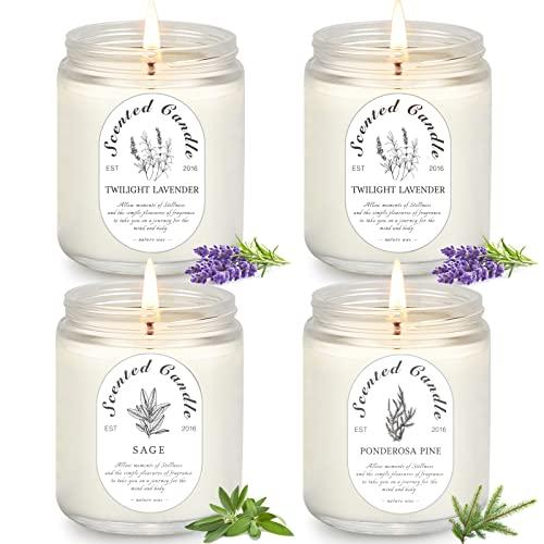 4-Pack Lavender Scented Jar Candles, 28oz – 200 Hour Long-