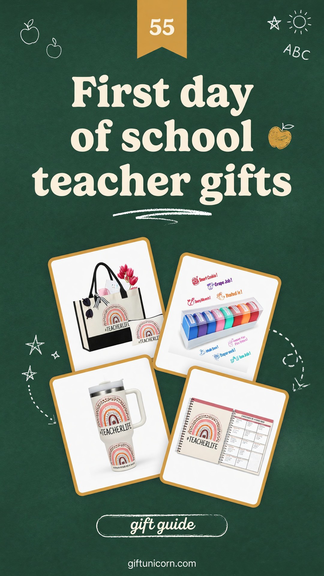 55 Best First Day of School Teacher Gifts - pinterest pin image
