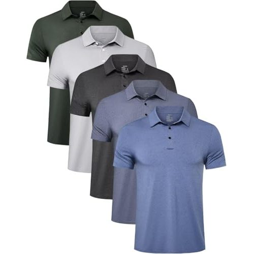Men's Performance Golf Polo Shirts 5-Pack
