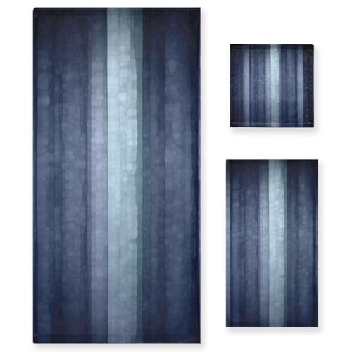 AIYOOLER Navy Blue Ombre Bath Towel Set