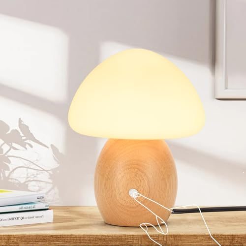 BNYFDC Mushroom Lamp with Glass Shade