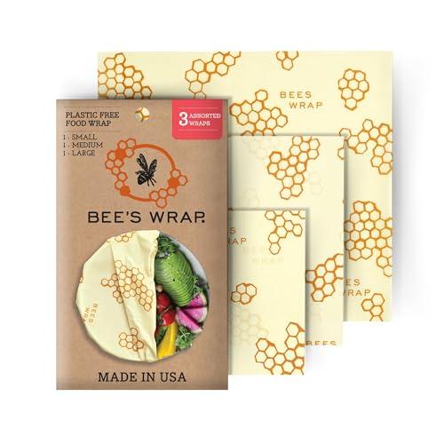 Bee's Wrap Eco-Friendly Beeswax Food Wraps - Assorted 3 Pack (S,