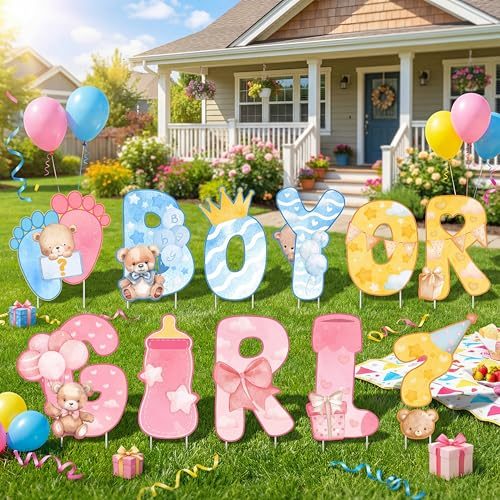 BrightRow Bear Gender Reveal Yard Signs