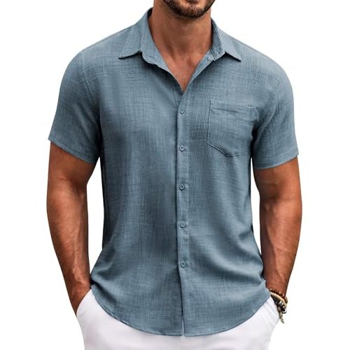 COOFANDY Linen Resort Shirt
