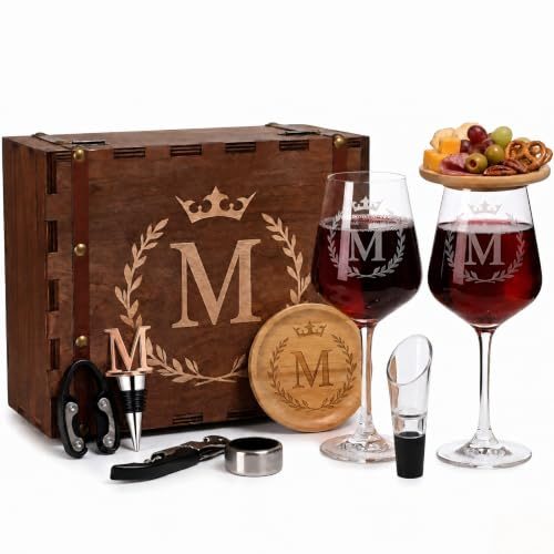 Colorsavant Personalized Initial Wine Glass Set
