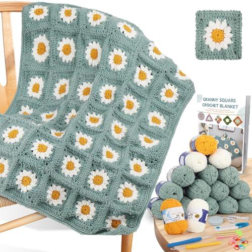 Coopay Beginner Crochet Kit for Blanket & Granny Squares - Complete Guide & Yarn Included