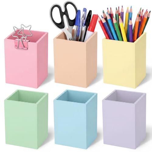 Ctosree Pastel Wooden Pencil Holder Set
