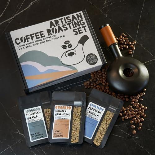 DIY Coffee Roasting Gift Set - Artisan Pan, Green Beans & Guide
