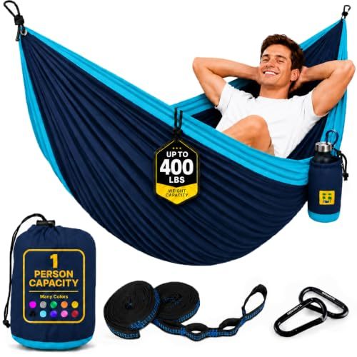 Nylon Camping Hammock with Tree Straps