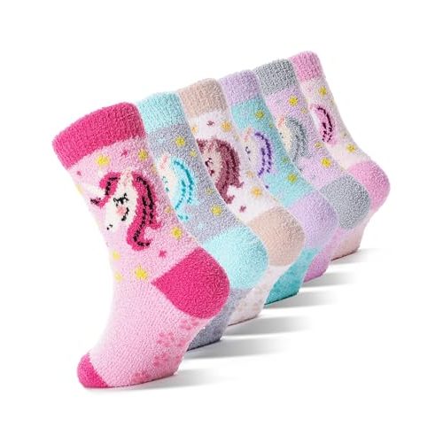 EBMORE Fluffy Unicorn Grip Socks