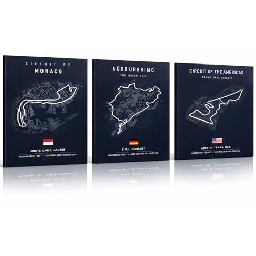 F1 Race Track Canvas Wall Art Set
