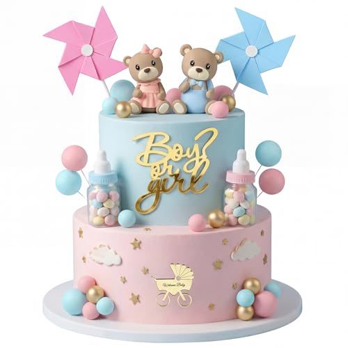Gender Reveal Bear Cake Toppers