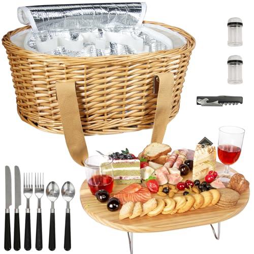Hap Tim Wicker Picnic Basket Set for 2 with Cooler Bag & Table (Y2209