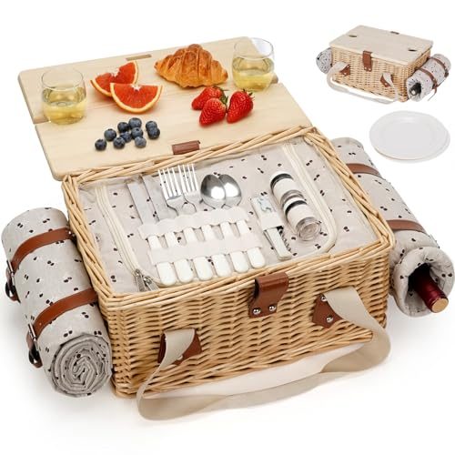 HappyPicnic Handmade Wicker Picnic Basket
