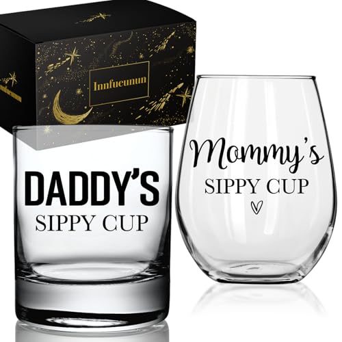 Innfueunun Daddy's & Mommy's Sippy Cup Glass Set
