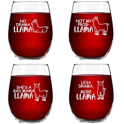 No Drama Llama Stemless Wine Glass Set