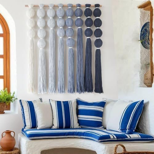 Macrame Wall Hanging Dip Dyed Blue