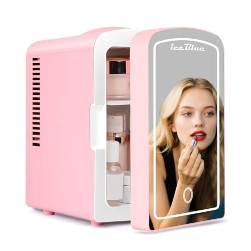Mini Makeup Fridge with LED Mirror