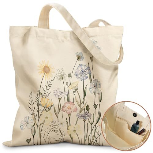 Miss Adola Aesthetic Flower Canvas Tote Bag