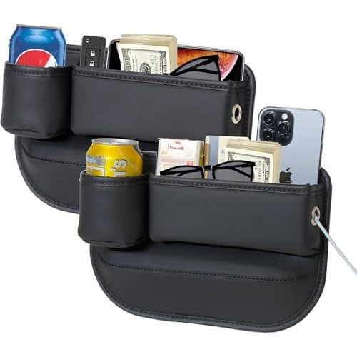 PLEW Leather Car Seat Gap Filler Organizer