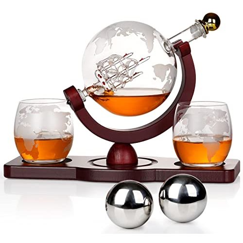 PONPUR Whiskey Decanter Globe Set