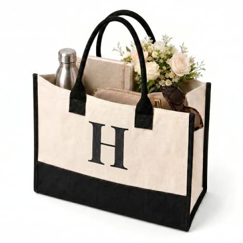 Personalized Initial Monogram Canvas Tote