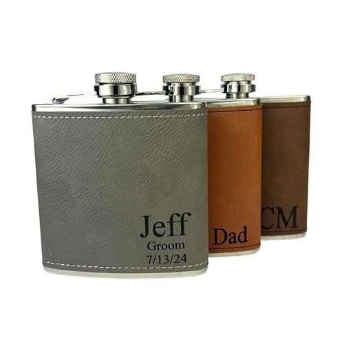 Personalized Engraved Leather Flask