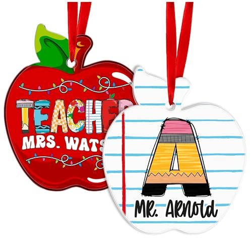 Personalized Teacher Apple Ornament
