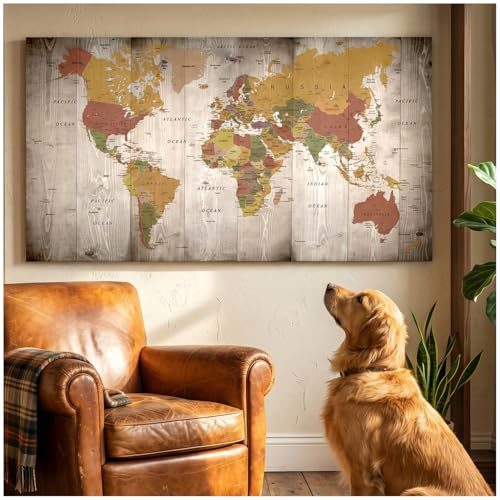 Popuwall Rustic World Map Canvas