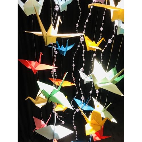 Colorful Origami Paper Cranes Mobile Garland