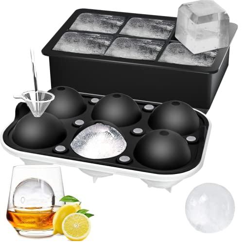 ROTTAY Ice Cube Tray Set - Sphere & Square Makers for Whiskey and Cocktails, Black