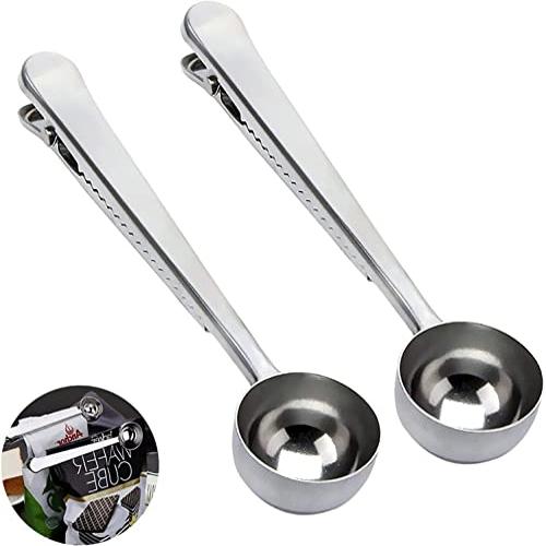 Stainless Steel Coffee Scoop Clip with Long Handle for Sealing Bags