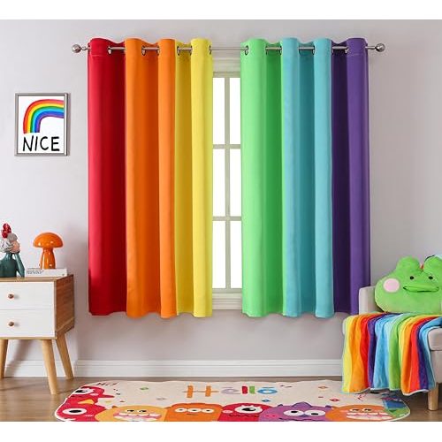 THOOO Rainbow Blackout Curtains
