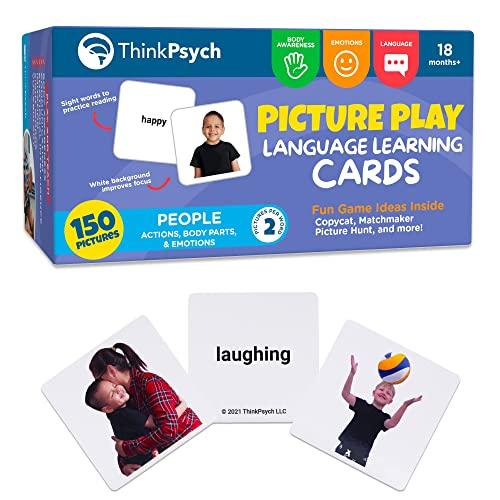 ThinkPsych Flashcards: 150 Action Words, Body Parts & Emotions for Speech Therapy and