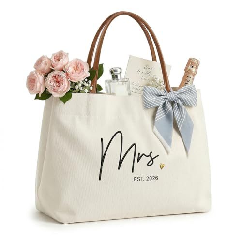 Ugiftcorner Mrs Bride Embroidered Tote Bag