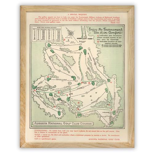 Vintage Augusta National Framed Golf Map