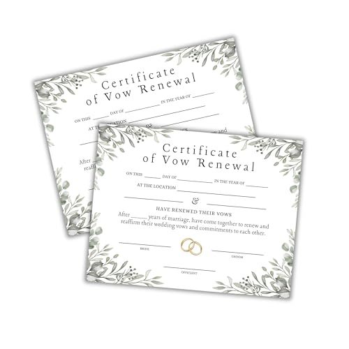 Vow Renewal Certificate with Greenery