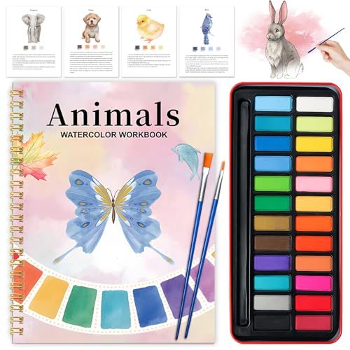 Watercolor Workbook Animals Painting Kit