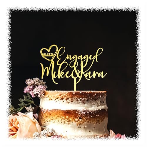 We're Engaged Rustic Cake Topper