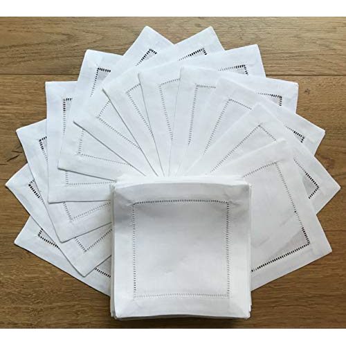 White Linen Cocktail Napkins Set