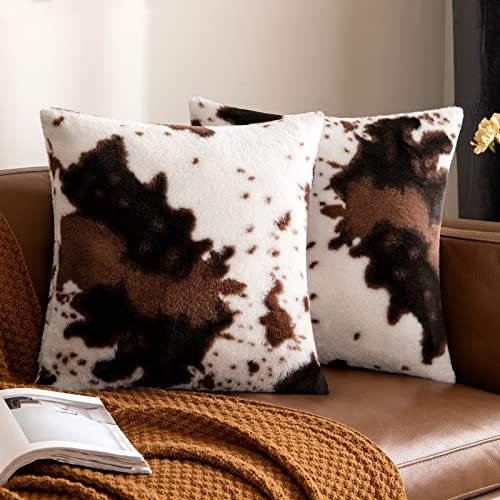 Woaboy Faux Cowhide Pillow Covers