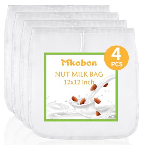 XL 4 Pcs Food Grade Nut Milk Bag Reusable