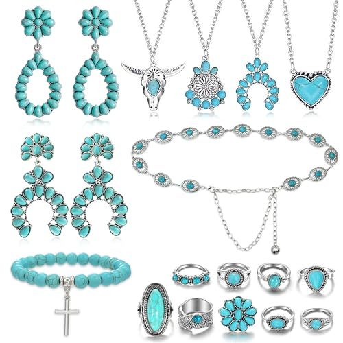 Xiokyo Western Boho Turquoise Jewelry Set