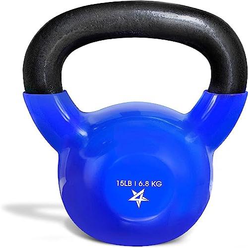 Yes4All 15 lb Vinyl Coated Kettlebell – Blue