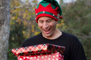 adult man receiving presents