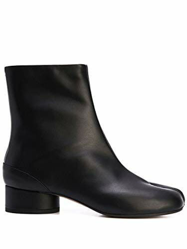 Black leather ankle boots for women